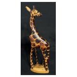 Vintage Hand-Carved Wooden Giraffe Statue