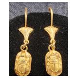 Fine Vintage 18K Yellow Gold Scarab Earrings