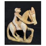 Vintage Soapstone Carved Equestrian sculpture
