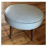 Mid-Century Modern Padded Vinyl & Wood Footstool