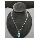 Vintage Sterling & Synthetic Blue Opal Pendant