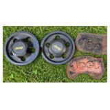 Vtg  Jeep Parts- 2  Wheel Center Caps & 2 Logos