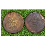 Antique John Deer 2 Cast Iron Planter Box Lids