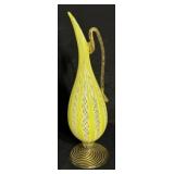 Vintage Murano Glass Ewer W/Lattice Lace Pattern