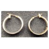 Fine 14K White Gold Circle Pierced Earrings