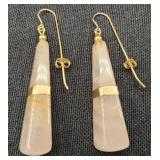 Vintage 14K Yellow Gold and Rose Quartz Earrings