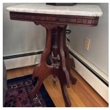 Victorian Walnut Parlor Table with Marble Top