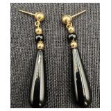 Vintage 14K Gold & Black Onyx Teardrop Earrings
