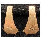 Fine 14K Gold Earrings with Etched Star Design