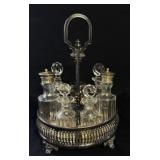 Antique Silver Plate & Glass Cruet / Caster Set