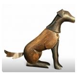 Vintage MCM Wood & Metal Dog Sculpture