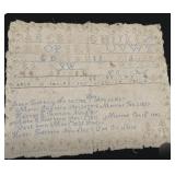 Antique 19th C Family Register Needlework Sampler