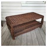 Vintage Faux Rolled Wicker Coffee Table