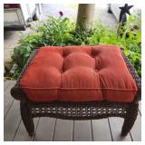 Faux Rolled Wicker Footstool with Steel Frame