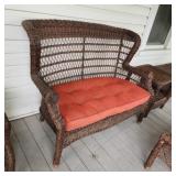 Faux Rolled Wicker Settee with Steel Frame