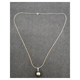 Fine 14K Gold, Diamond & Black Pearl Pendant