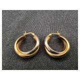 14K White & Yellow Gold Interlaced Ring Earrings