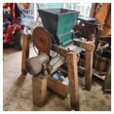 Vintage Motorized Cider Mill with Green Hopper