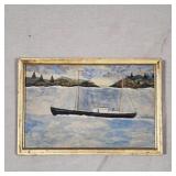 Antique Folkart Ship Portrait - Artist Unknown