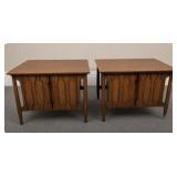 MCM ' Forward Trend ' Sculpted Walnut End Tables