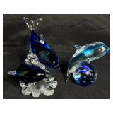 Vintage 2 Crystal Dolphin Figurines
