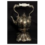 Antique Silver Plated Tea Kettle on Stand