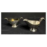 Vintage Silver Basketweave Pattern Creamer & Sugar