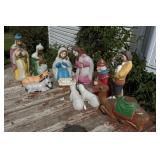 Vintage 9 Piece Blow-Mold Outdoor Nativity Set