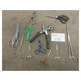 Mixed lot of scissors, hole punch, pliers, etc