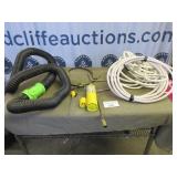 Sewage hose, water hoses, stabilizing jacks