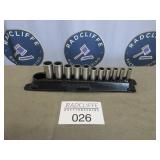 Snap-On sockets in magnetic rack, 8ï¿½19 mm, long