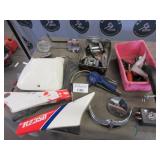 Bike parts, plastic trim, Blue-Point gauge, mirror