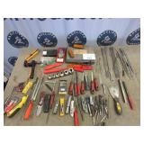 Mixed tool and part lot: chisels, files,reflectors