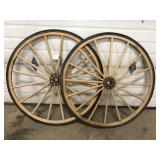 Pair of New Buggy Wheels Wooden w/ Rubber