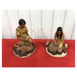 Pair Ceramic Native Table Top Figurines