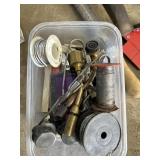Selection of welding supplies, files, torches,