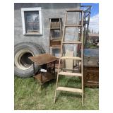 Antique Parlour Tables and a Wooden Ladder