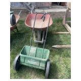 Metal Wheel Barrow w/ Scotts Grass Seeder
