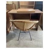 Single Pedestal Desk & Wicker Chair