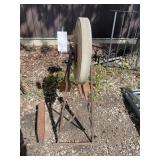 Antique Sharpening Stone & Railway Track Piece