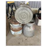 2 Cream Cans & Tin Butter Churn