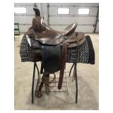 15' Smooth Seat Leather Saddle W/ Weaver Blanket