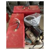 2 Red Tool Boxes Of Assorted Tools, Light Timer,