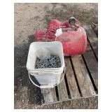 Air Compressor & 1/2 Pail Of Chain Link
