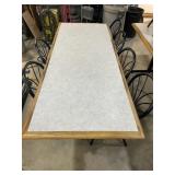 1 Table With 6 Black Metal Upholstered Chairs