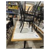 1 Table With 6 Black Metal Upholstered Chairs
