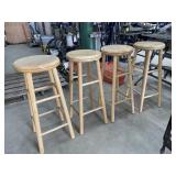 4 Wood Swivel Seat Bar Stools