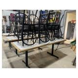 1 Table W/ 8 Black Upholstered Chairs