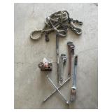 Jack, Propane Torch, Tow Rope, 2 Pipe Wrenches