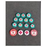 15 Red Cross Metal Pins CA 1960